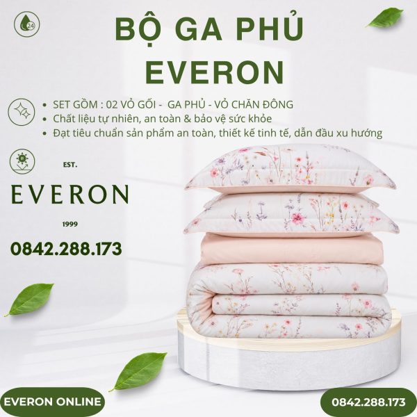 Bộ ga phủ Everon EPT25017 mơ êm Tencel BST Khu vườn tinh hoa