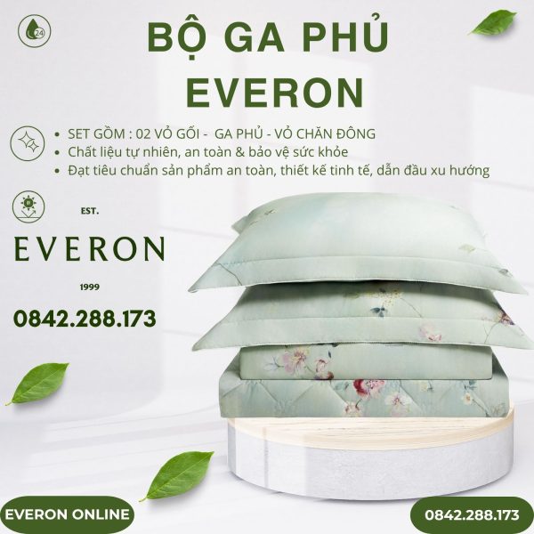 Bộ ga phủ Everon EPTC26011 thu thiên thanh Tencel BST Đơm hoa