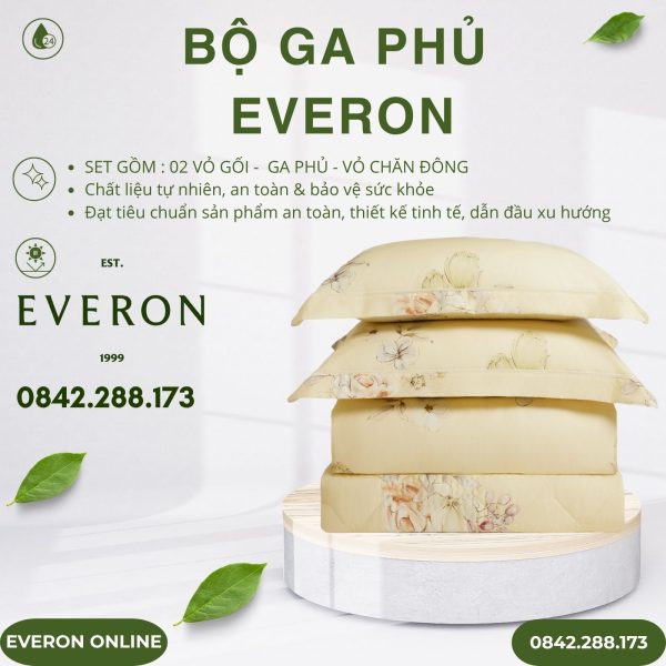 Bộ ga phủ Everon EPTC26018 muôn hoa vàng Tencel Blend BST Đơm hoa