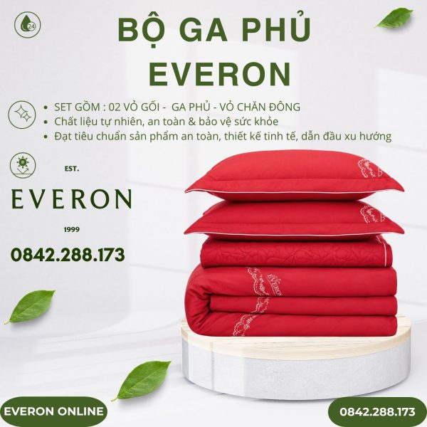 Bộ ga phủ Everon ESM25019 yêu nồng nhiệt Modal Cotton BST Khu vườn tinh hoa