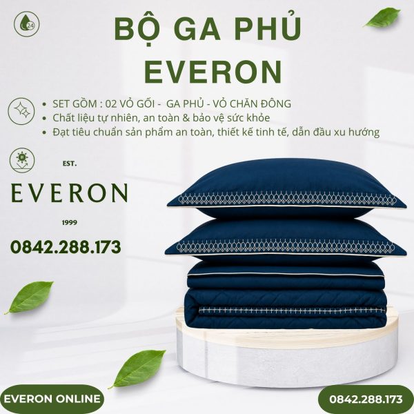Bộ ga phủ Everon ESM25023 nét khiêm tốn Modal Cotton BST Khu vườn tinh hoa