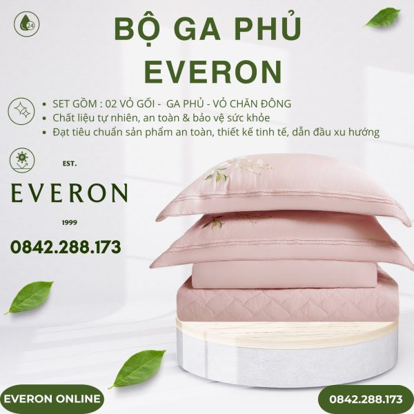 Bộ ga phủ Everon ESM26004 đồng ca hoa cỏ Modal BST Đơm hoa