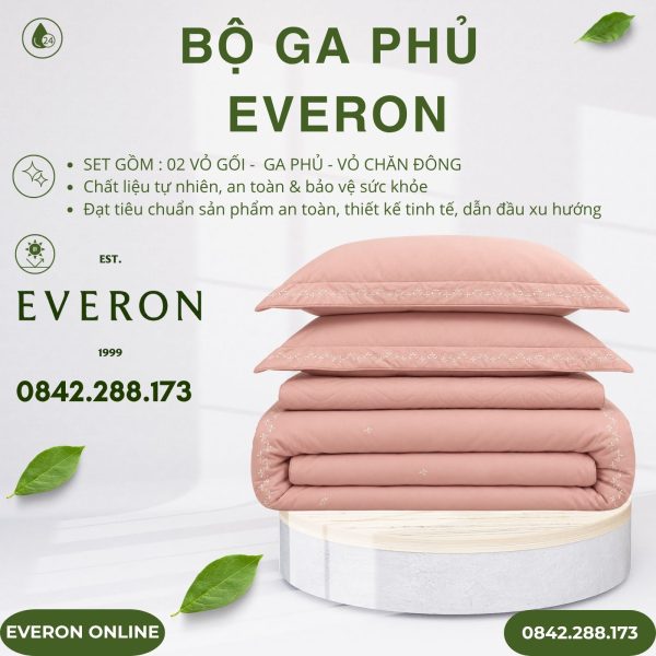 Bộ ga phủ Everon ESMOC27008 Blush Modal Cotton BST Những mảnh êm
