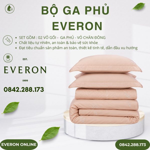 Bộ ga phủ Everon EST25022 khóm hoa rung động Tencel BST Khu vườn tinh hoa