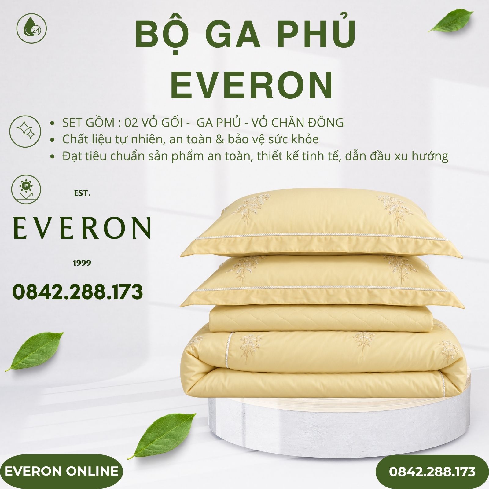 Bộ ga phủ Everon ESTC27005 Mimosa Tencel Blend BST Những mảnh êm Bộ ga phủ Everon ESTC27005 Mimosa Tencel Blend BST Những mảnh êm