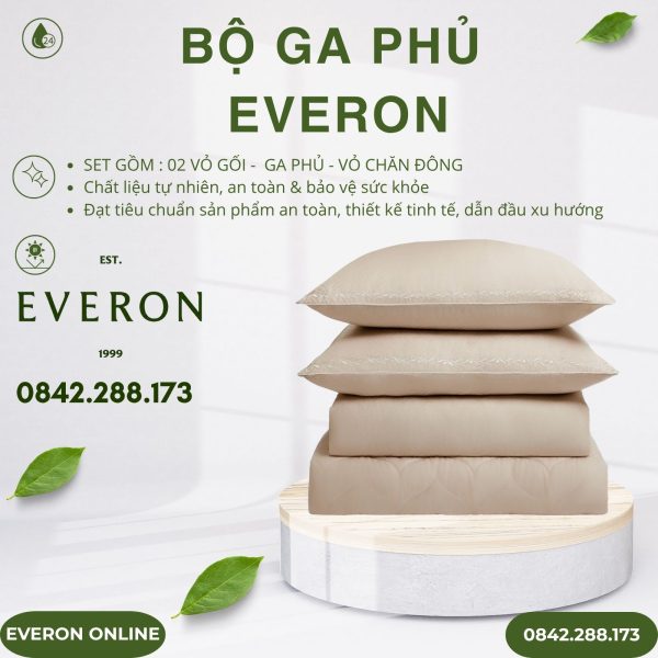 Bộ ga phủ Everon ESTJ26008 Herringbone Tencel Jacquard BST Đơm hoa