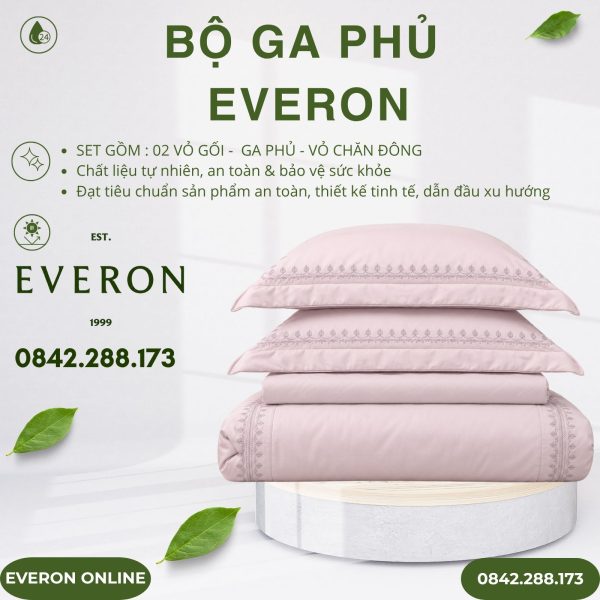 Bộ ga phủ Everon ESTMC27003 Broderie Modal Cotton BST Những mảnh êm