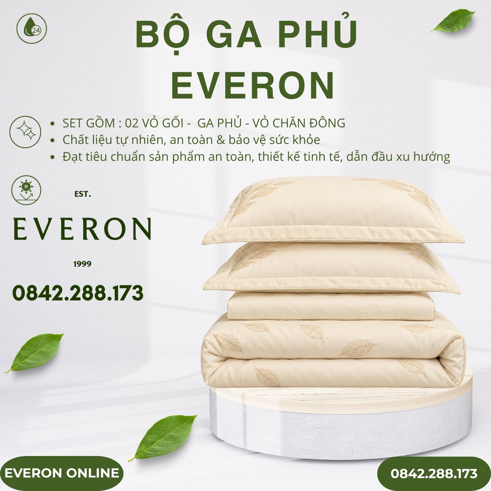 Bộ ga phủ Everon ESTMC27011 Foliage Modal Cotton BST Những mảnh êm Bộ ga phủ Everon ESTMC27011 Foliage Modal Cotton BST Những mảnh êm