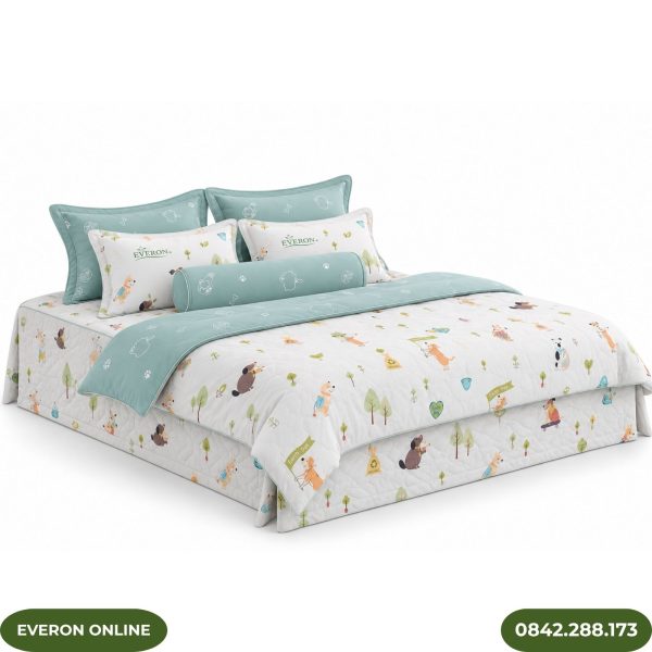 Bộ ga phủ bốn mùa Everon CPC25201 Cún Thân Thiện Cotton