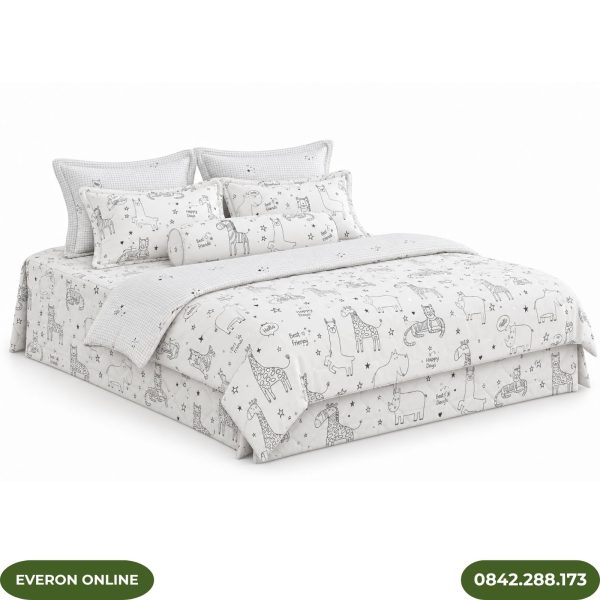 Bộ ga phủ bốn mùa Everon CPC25204 Vườn Thú Tinh Nghịch Cotton