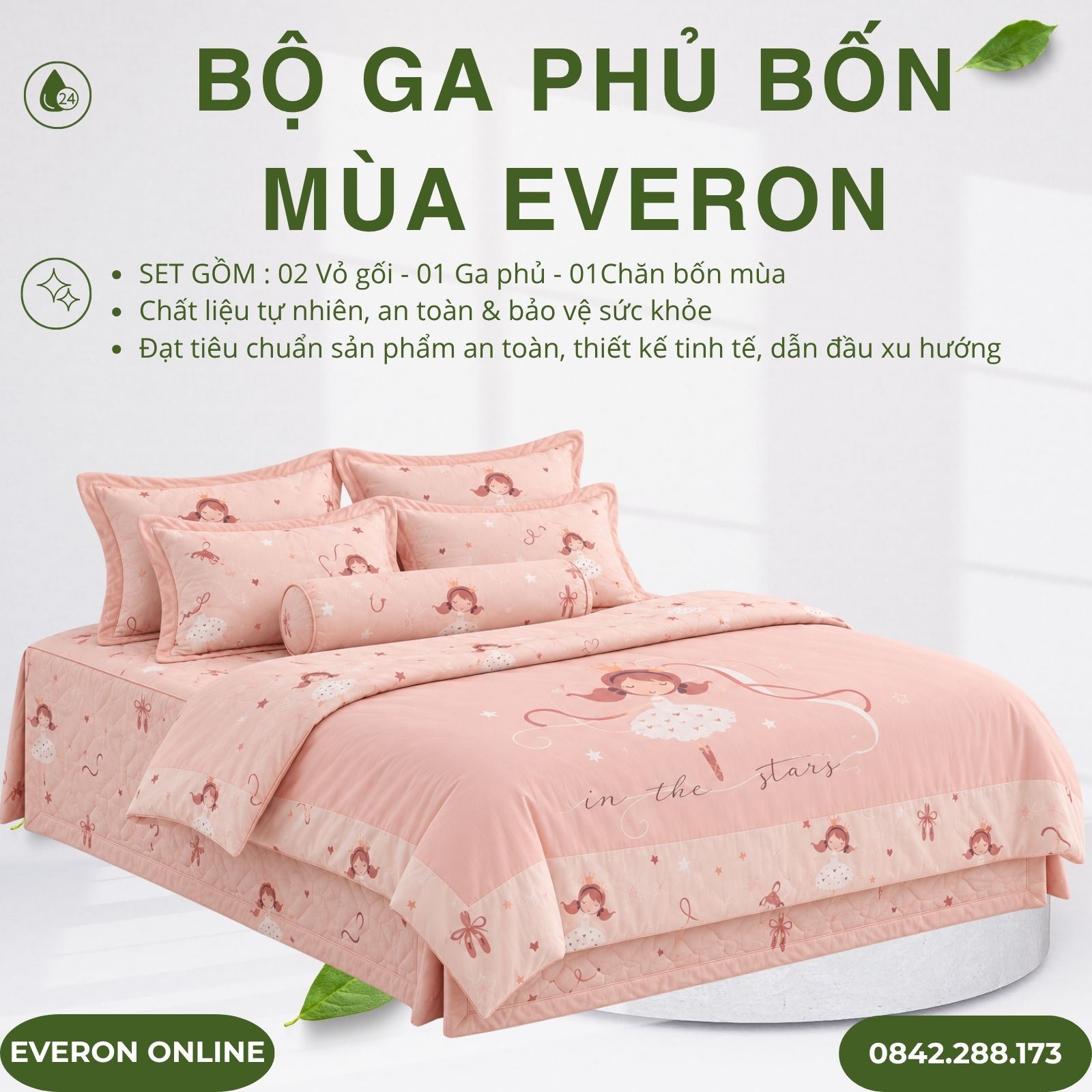 Bộ ga phủ bốn mùa Everon CPM25203 vũ điệu dịu dàng Modal Cotton BST Cutie Bộ ga phủ bốn mùa Everon CPM25203 vũ điệu dịu dàng Modal Cotton BST Cutie