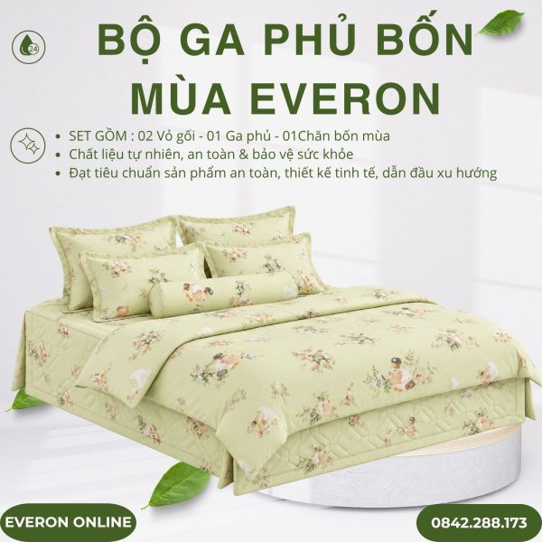Bộ ga phủ bốn mùa Everon CPT26202 Khu Rừng Cổ Tích Tencel BST Cutie