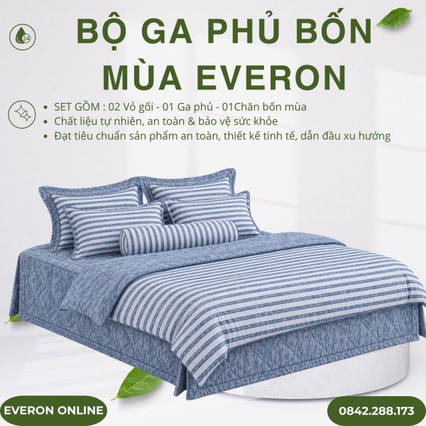Bộ ga phủ bốn mùa Everon EPBC25014 Nét đương thời Bamboo BST Khu vườn tinh hoa