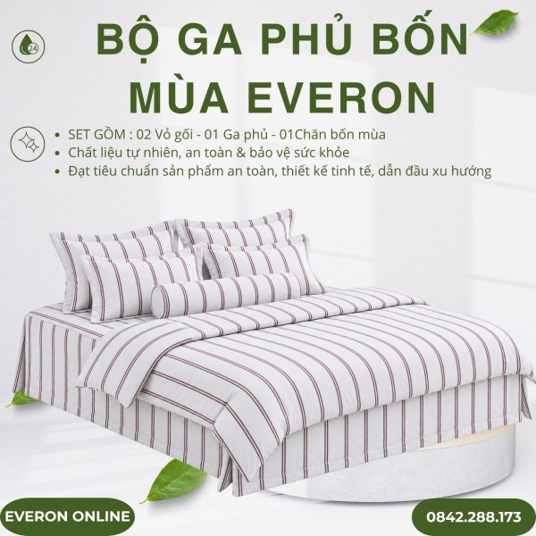 Bộ ga phủ bốn mùa Everon EPC25035 Đường Song Song Cotton BST Ever-on