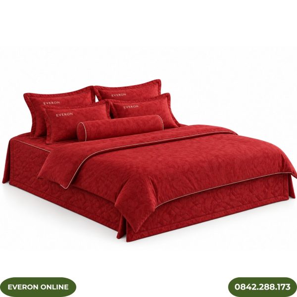Bộ ga phủ bốn mùa Everon EPC26016 Lá thu đỏ Cotton Sateen
