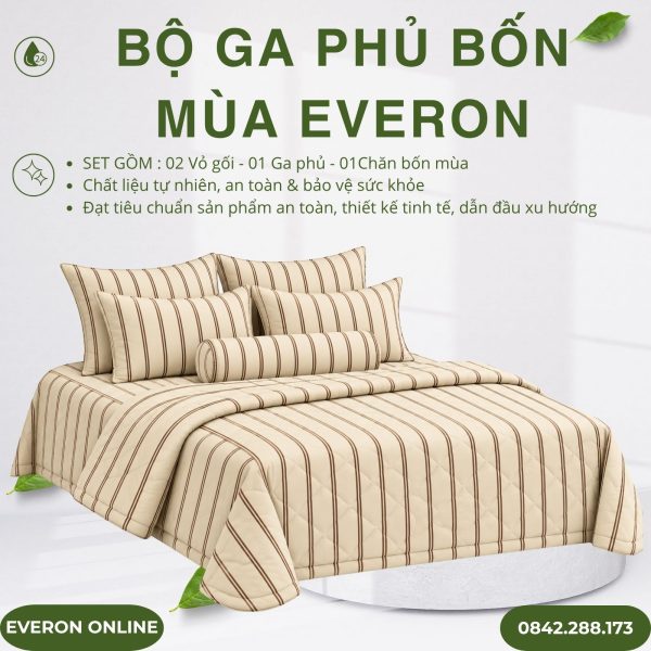 Bộ ga phủ bốn mùa Everon EPC27031 Linear Cotton BST Những mảnh êm