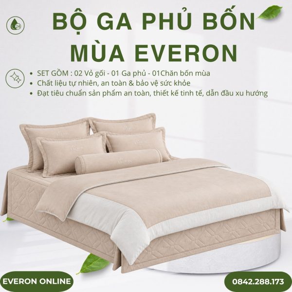 Bộ ga phủ bốn mùa Everon EPM25016 Tiếng vỗ về Modal Cotton BST Chân trời mới