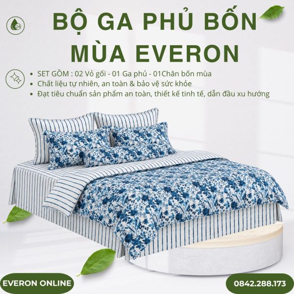 Bộ ga phủ bốn mùa Everon EPM25021 thung lũng thấu hiểu Modal Cotton BST Khu vườn tinh hoa