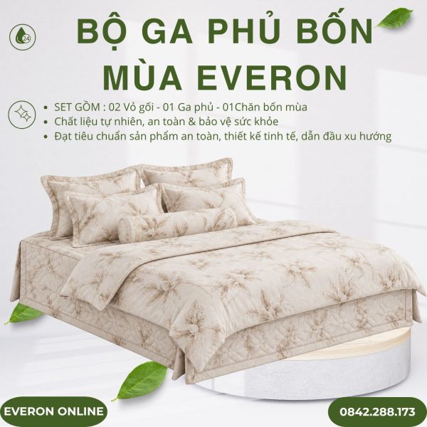 Bộ ga phủ bốn mùa Everon EPM25028 Đích đến hạnh phúc Modal Cotton BST Khu vườn tinh hoa