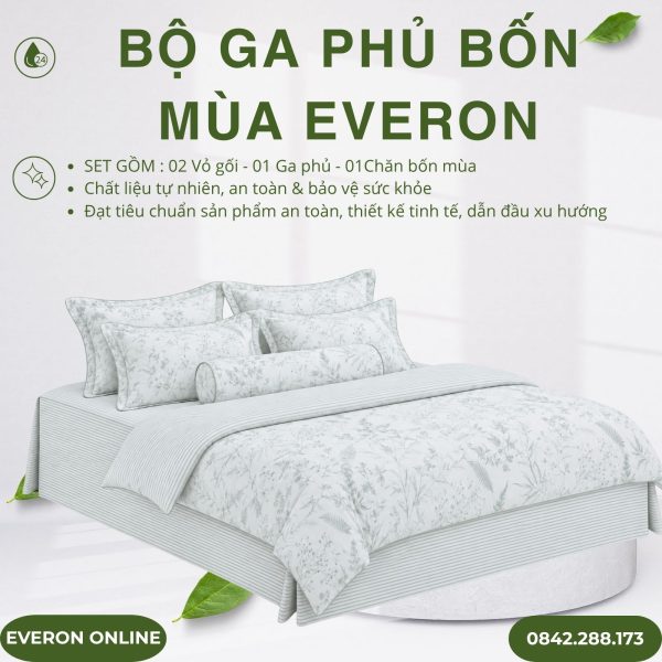 Bộ ga phủ bốn mùa Everon EPM25032 Hương Cây Cỏ Modal Cotton BST Ever-on