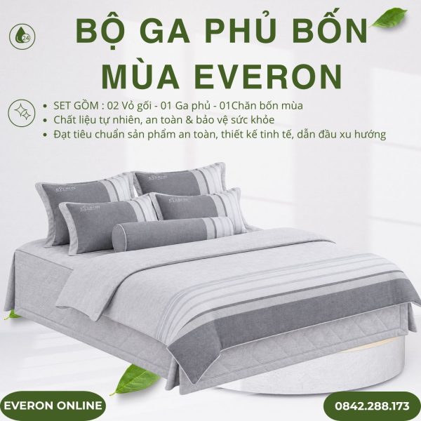 Bộ ga phủ bốn mùa Everon EPM25039 Kẻ Giao Thoa Modal Cotton