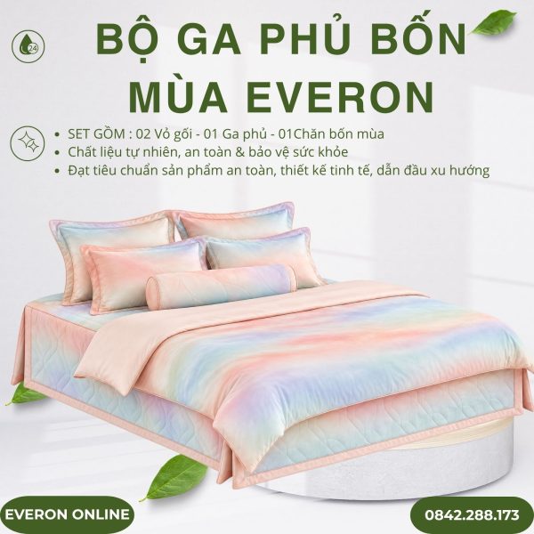 Bộ ga phủ bốn mùa Everon EPT25015 Ánh Dương Lấp Lánh Tencel BST Chân Trời Mới