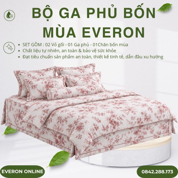 Bộ ga phủ bốn mùa Everon EPT25027 Khởi Đầu Lạc Quan Tencel BST Khu Vườn Tinh Hoa