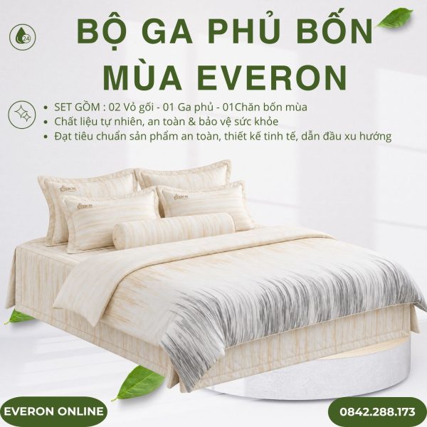 Bộ ga phủ bốn mùa Everon EPT25029 Hồ sâu sắc Tencel BST Khu vườn tinh hoa