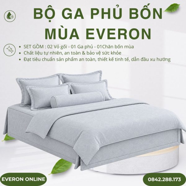Bộ ga phủ bốn mùa Everon EPTC25037 Kỷ Hà Xám Tencel Blend BST Ever-on
