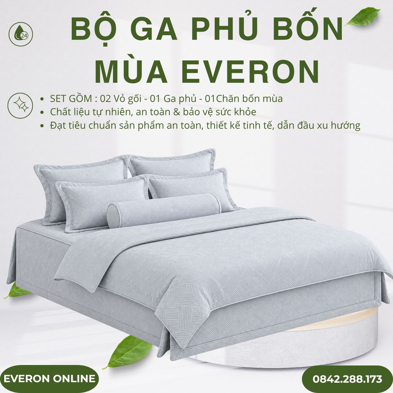 Bộ ga phủ bốn mùa Everon EPTC25037 Kỷ Hà Xám Tencel Blend BST Ever-on Bộ ga phủ bốn mùa Everon EPTC25037 Kỷ Hà Xám Tencel Blend BST Ever-on