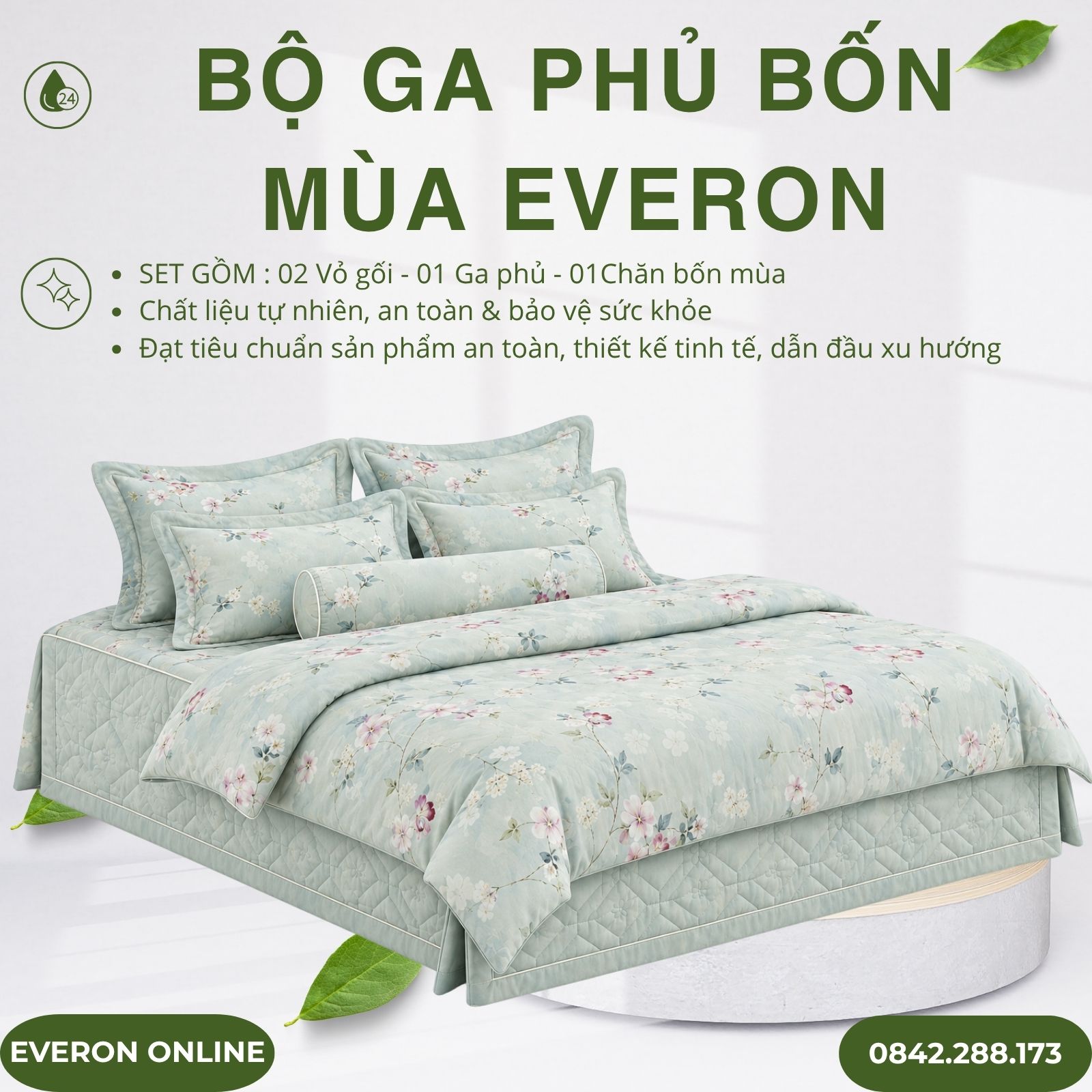 Bộ ga phủ bốn mùa Everon EPTC26011 Thu thiên thanh Tencel BST Đơm hoa Bộ ga phủ bốn mùa Everon EPTC26011 Thu thiên thanh Tencel BST Đơm hoa