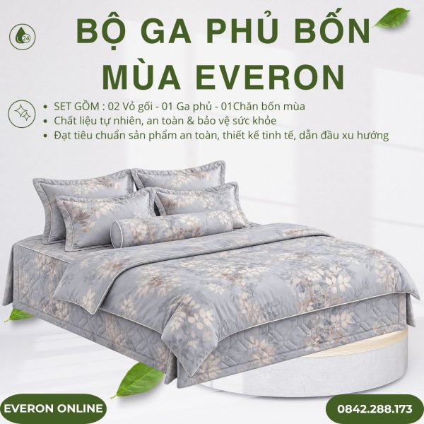 Bộ ga phủ bốn mùa Everon EPTC26017 Chạng vạng Tencel Blend BST Đơm hoa