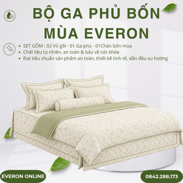 Bộ ga phủ bốn mùa Everon EPTC27021 Herb Tencel Blend BST những mảnh êm