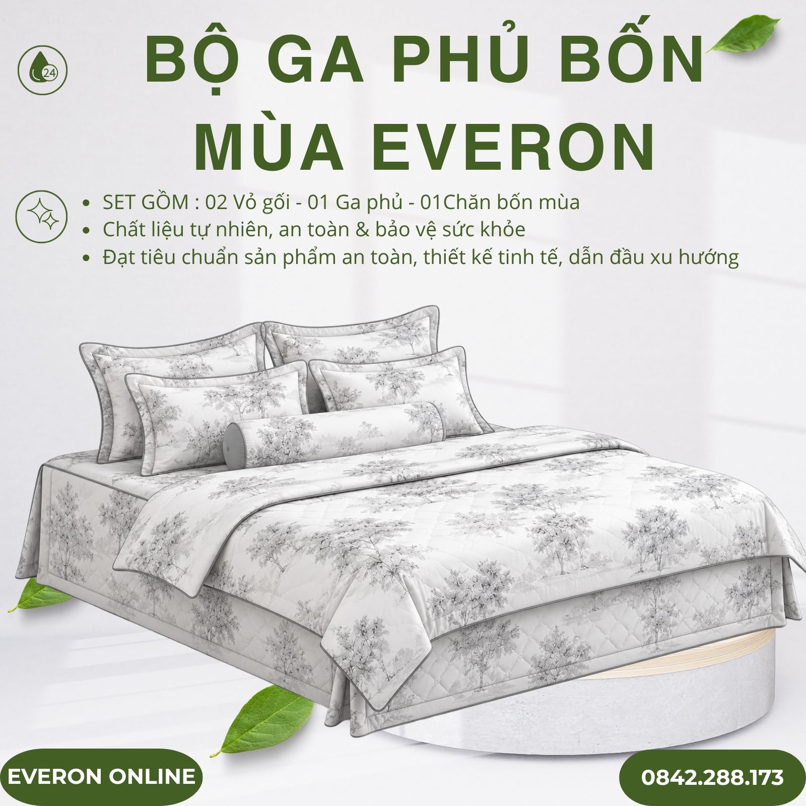 Bộ ga phủ bốn mùa Everon EPTC27023 Toile De Jouy Tencel Blend BST Những mảnh êm Bộ ga phủ bốn mùa Everon EPTC27023 Toile De Jouy Tencel Blend BST Những mảnh êm