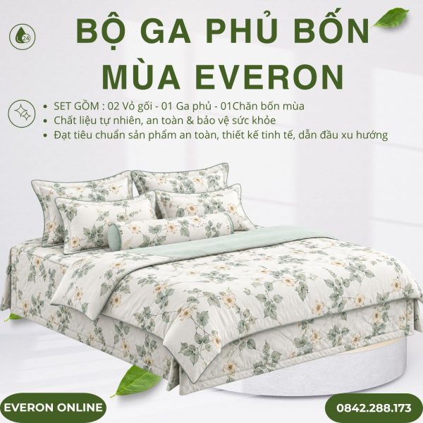 Bộ ga phủ bốn mùa Everon EPTMC27022 Citrus Tencel Modal Cotton BST Những mảnh êm