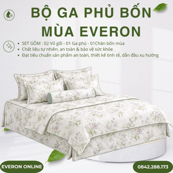 Bộ ga phủ bốn mùa Everon EPTMC27028 Cottage Tencel Modal Cotton BST Những mảnh êm