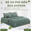 Bộ ga phủ bốn mùa Everon ESB26005 Mặt hồ xanh Bamboo BST Đơm hoa