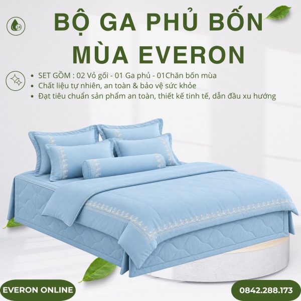 Bộ ga phủ bốn mùa Everon ESB27007 Tide Bamboo BST Những mảnh êm