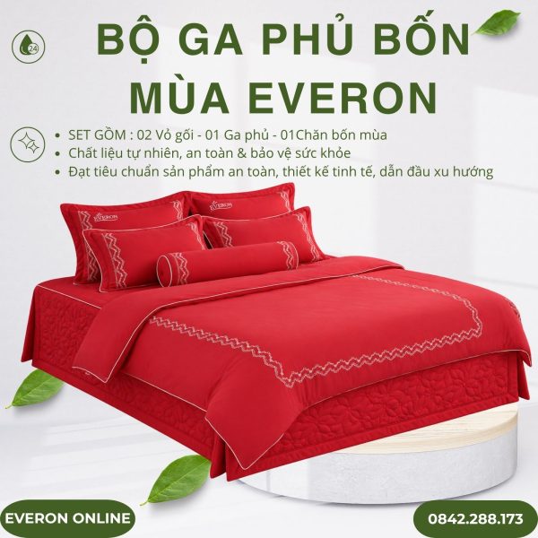 Bộ ga phủ bốn mùa Everon ESM25019 yêu nồng nhiệt Modal Cotton