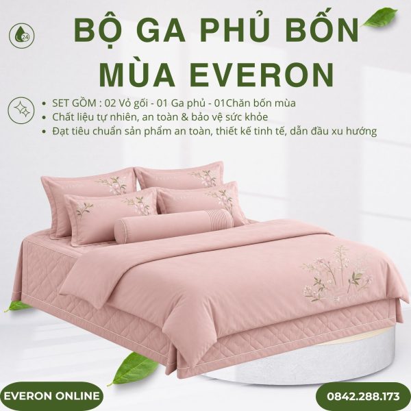 Bộ ga phủ bốn mùa Everon ESM26004 Đồng ca hoa cỏ Modal BST Đơm hoa