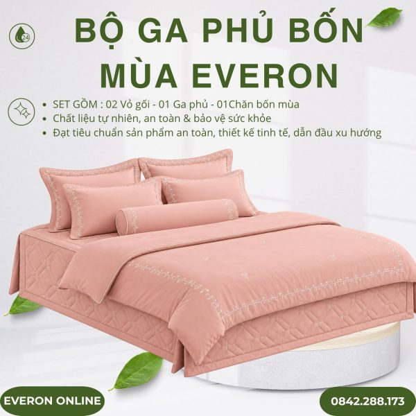 Bộ ga phủ bốn mùa Everon ESMOC27008 Blush Modal Cotton BST Những mảnh êm