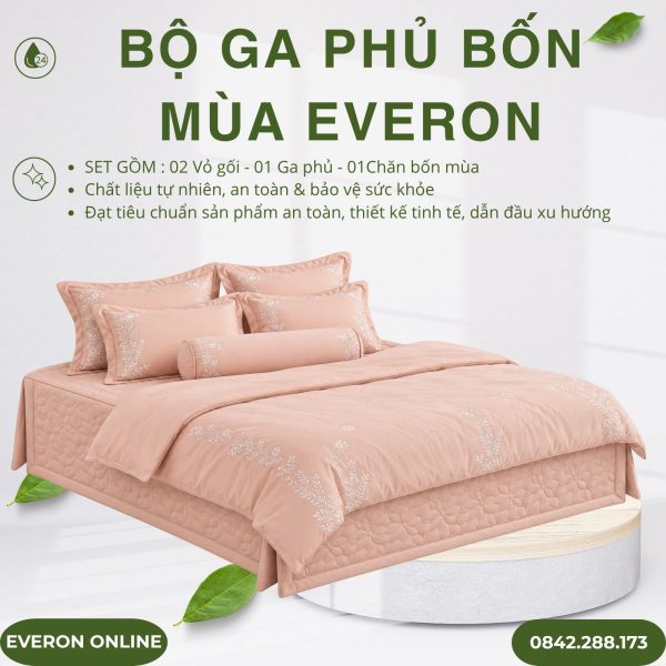 Bộ ga phủ bốn mùa Everon EST25022 khóm hoa rung động BST Khu vườn tinh hoa