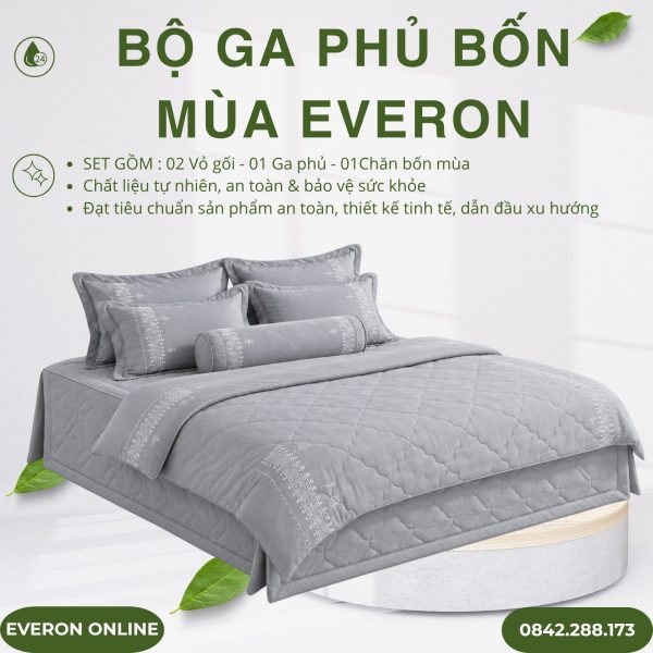 Bộ ga phủ bốn mùa Everon EST25024 Nét kiên định Tencel BST Khu vườn tinh hoa