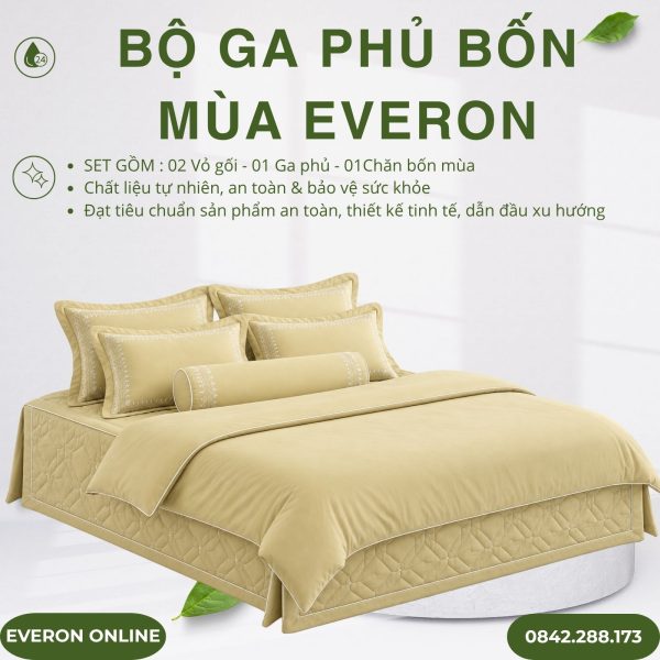 Bộ ga phủ bốn mùa Everon EST25040 Cánh hoa vàng Tencel BST Ever-on