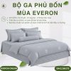 Bộ ga phủ bốn mùa Everon EST25042 Hoa Thêu Xám Tencel BST Ever-on