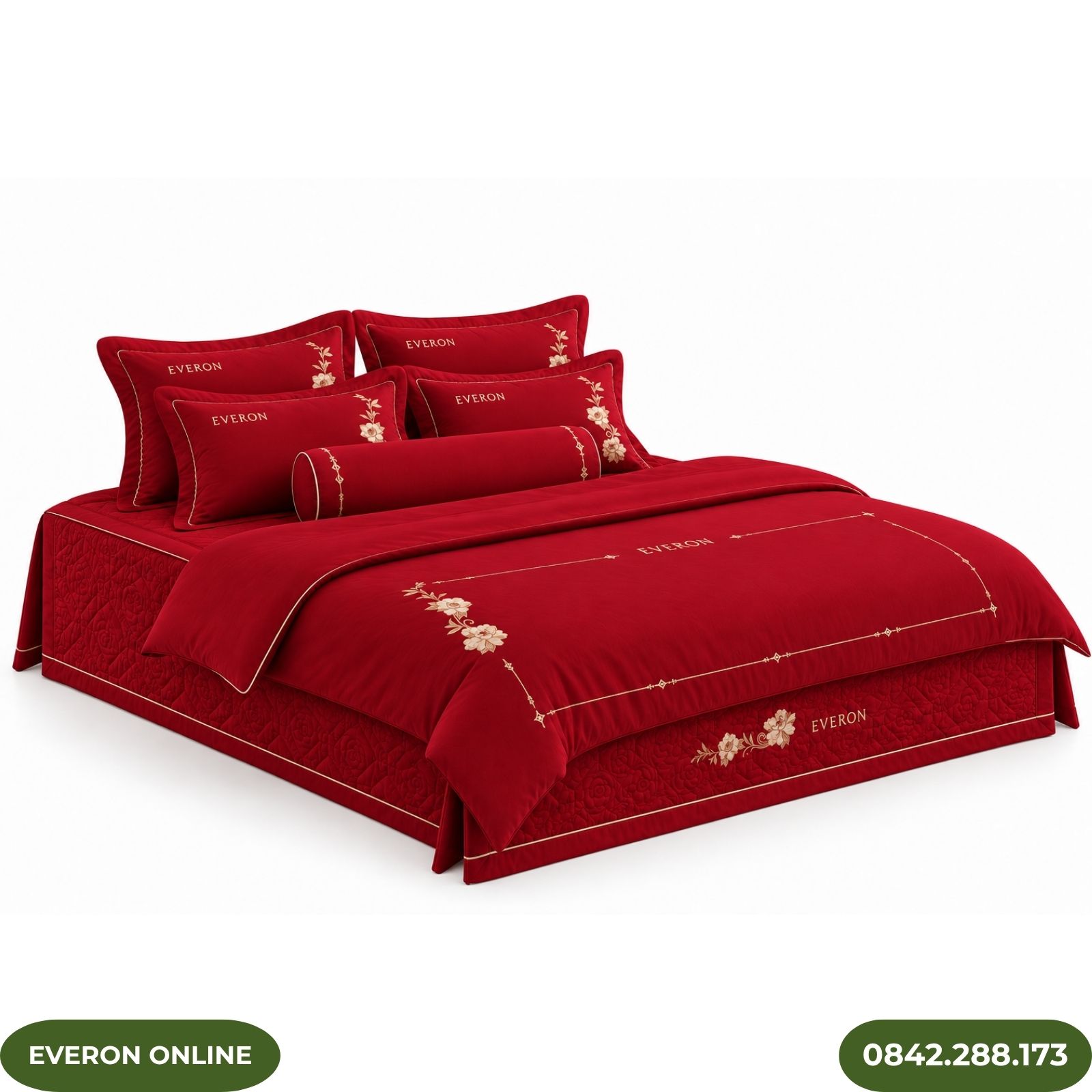 Bộ ga phủ bốn mùa Everon ESTC26007 Cẩm chướng đỏ Tencel Blend