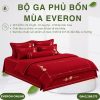 Bộ ga phủ bốn mùa Everon ESTC26007 Cẩm chướng đỏ Tencel Blend BST Đơm Hoa