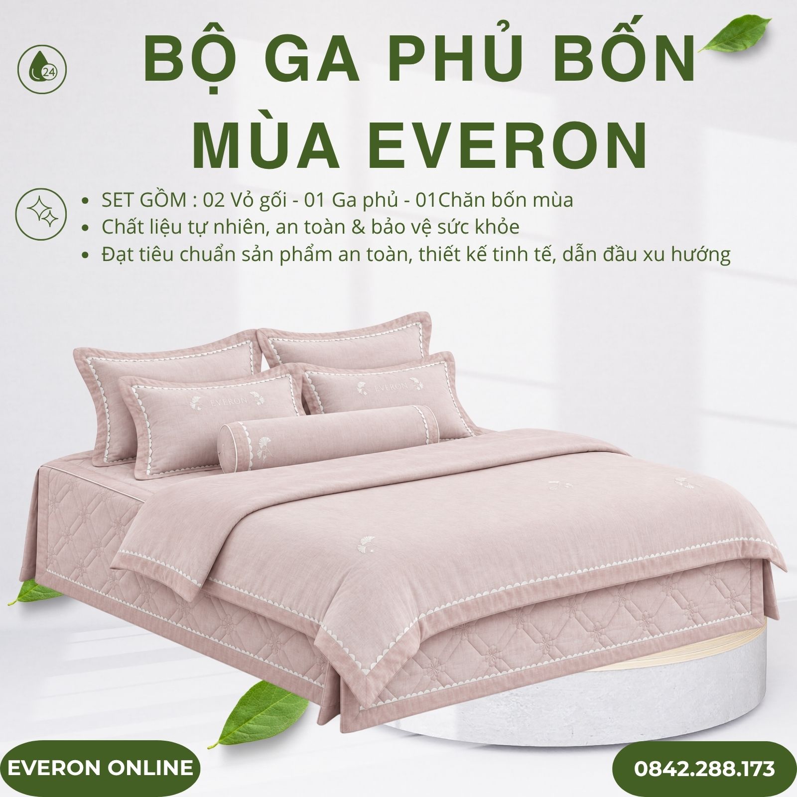 Bộ ga phủ bốn mùa Everon ESTC27001 Ginkgo Tencel Blend BST Những mảnh êm Bộ ga phủ bốn mùa Everon ESTC27001 Ginkgo Tencel Blend BST Những mảnh êm
