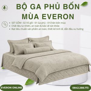Bộ ga phủ bốn mùa Everon ESTJ27020 Lilac Tencel Jacquard BST Những mảnh êm