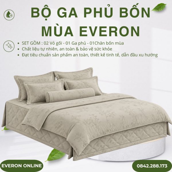 Bộ ga phủ bốn mùa Everon ESTJ27020 Lilac Tencel Jacquard BST Những mảnh êm